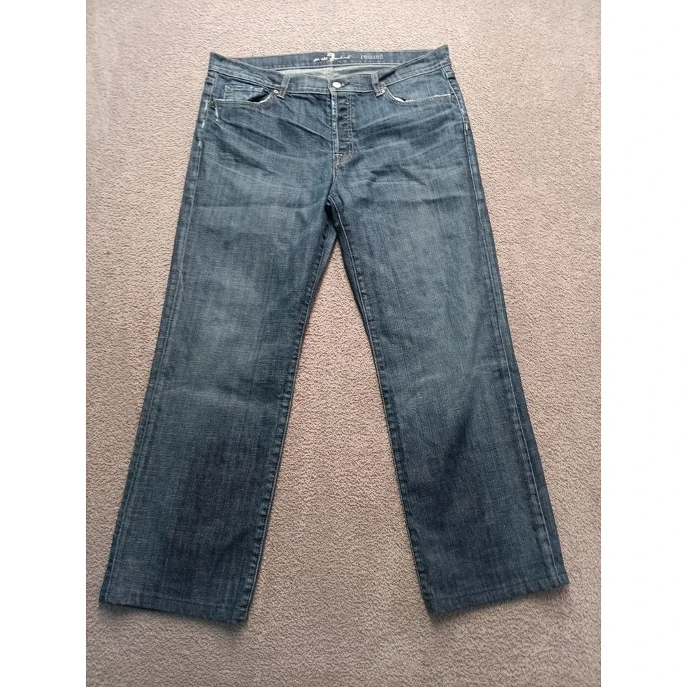 7 For All Mankind Relaxed‎ Men's Jeans Size 38x31.5 Straight Leg Stretch Denim